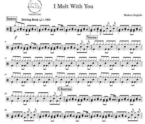 I Melt with You - Modern English - Full Drum Transcription / Drum Sheet  Music - Percunerds Transcriptions
