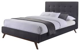 Mattress & bed frame size. Modrest Addison Mid Century Gray Fabric And Walnut Bed Midcentury Platform Beds By Vig Furniture Inc Houzz