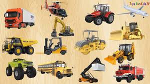 Learn Car Names Video For Kids Excavator Dump Truck Tractor Road Roller Dump Truck Tractors Trucks