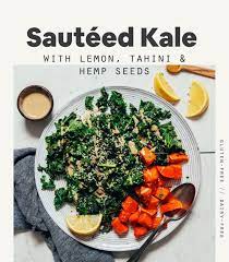 Sauteed Kale With Lemon Tahini Hemp Seeds Minimalist Baker Recipe Sauteed Kale Tahini Vegetable Dishes