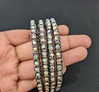 Black rhodium rainbow crystal Bangles