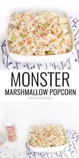 Monster Halloween Popcorn Recipe Marshmallow Popcorn Halloween Treats Easy Halloween Popcorn