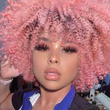 Kim kardashian attends the release of marina acton's new single fantasize at boulevard3 on march 5, 2018 in hollywood, california. Elegant Muses Synthetic Wigs Short Afro Kinky Curly Ombre Pink Hair For Black Women 6inches Wigs Natural Black Heat Resistant Synthetic None Lace Wigs Aliexpress