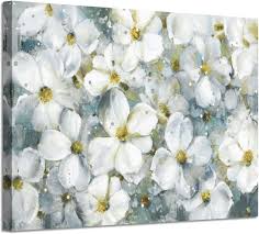 Featuring black and white images of wild flowers on white backgrounds. Buy Artistic Path Abstract Flower Wall Art Picture White Floral Artwork Painting On Canvas For Living Room 36 W X 24 H Multi Sized Online In Turkey B07l3l9tty