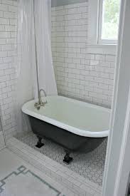 Bathroom Transparent Plastic Shower Curtain Which Combined With Subway Tile Ceramic Glass Wall As W Clawfoot Tub Shower Clawfoot Tub Shower Curtain Shower Tub