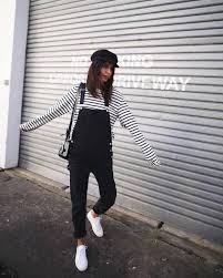Black And White Striped Top Outfit Ideas Find Out Where To Get The Top Black Overalls Outfit Fashion Dungarees Outfits