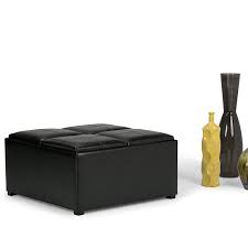 More ideas for coffee table? Simpli Home Avalon Coffee Table Storage Ottoman With 4 Serving Trays Midnight Black Furniture Home Urbytus Com
