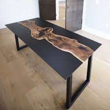 Quality new & used furniture from vintage to ikea, on kijiji, canada's #1 inner live edge and poured epoxy custom coffee table with steel legs and blue led back lighting. Matte Black Epoxy Desk With Walnut Slab Anglewood Live Edge Custom Furniture Toronto