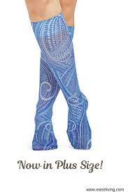 Lightweight Patterned Compression Socks In Denim Dotty In Regular Plus Size Compression Socks Sheer Socks Plus Size