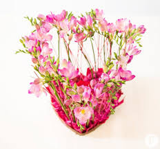 Diy Valentinesday Heart Arrangement With Pink Freesia S Valentines Flowers Flowers For Valentines Day Freesia Flowers