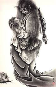 Black And White Japanese Demon Tattoo Designs 