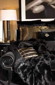 Black gold party decorations, black and gold birthday decoration, bachelor party decor, graduation party, father party decoration. Ralph Lauren Home S One Fifth Collection Sleek Black Tempered By Warm Golds Luxurious Textures And Soft Edges Black Gold Bedroom Gold Bedroom Luxury Decor