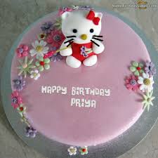 Birthday Cake Images With Name Priya Kitty Birthday Cake For Kids With Name Priya With Images Happy Birthday Cakes Birthday Cake Kids Beautiful Birthday Cakes