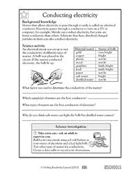 Can Salt Water Be A Conductor In This Science Worksheet Your Child Learns About How Well Different Science Worksheets Science Electricity Science Printables
