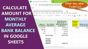 How To Calculate Amount For Monthly Average Bank Balance Days Function Google Functions Youtube