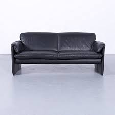 Leolux Bora Designer Leder Sofa Schwarz Dreisitzer Couch Echtleder 5762 Couch Love Seat Dining Bench