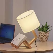 Haitral Wooden Table Lamp Adjustable Creative Nightstand Lamp For Bedroom Office Kids 35 99 Nightstand Lamp Wooden Table Lamps Modern Desk Lamp