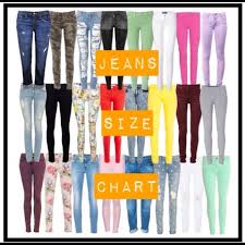 Designer Jeans Sizing Chart Nwt