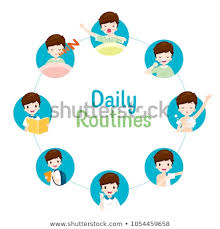 Daily Routines Boy On Circle Chart Stock Vector Royalty