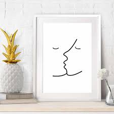 Black And White Kiss Canvas Kiss Picasso Simple Line Canvas Painting Black White Abstract Wall Picture Minimalist Art Poster Print Modern Murals Wall Decor Modern Home Decor Painting Black Simple Wall Art Simple Canvas Paintings White Canvas Art
