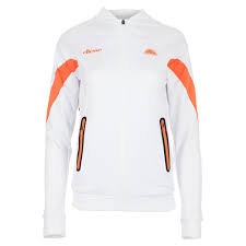 ellesse womens oracle tennis jacket in white and orange