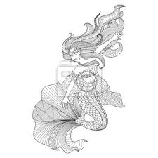 Mozesz wydrukowac i pokolorowac projekt wedlug wlasnego uznania. Szczegolowe Zentangle Strona Syrena Kolorowanki Dla Fototapeta Fototapety Piekny Farbowanie Wrozka Myloview Pl