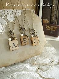 Scrabble Letter Necklace Personalized Initial Necklace Brass Filigree Wrapped Letter A B C D E F G H I L N O P Q R S T U V W X Y Z Necklace Bijoux Vintage Bijoux Cailloux Creation Bijoux