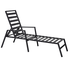 Keep out of severe weather. Grammercy Outdoor Black Steel Slat Chaise Lounge At Home
