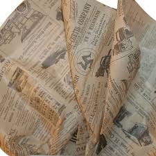 We offer gorgeous premium colours for your design such as metallic gold and silver to give a regal feel to your tissue paper. Vintage Newspaper Printed Tissue Paper
