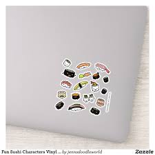 Fun Sushi And Sashimi Characters Vinyl Sticker Set Zazzle Com Vinyl Sticker Sticker Set Computer Sticker