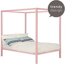 Amazon Com Dhp Modern Metal Canopy Bed Full Pink Kitchen Dining Modern Canopy Bed Metal Canopy Bed Canopy Bed