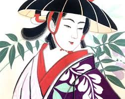 Vintage Japanese Geisha Scarf