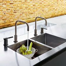 double sink and faucets built in a