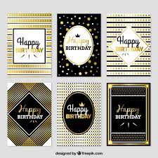 Set Van Luxe Verjaardagskaarten Gratis Vector