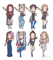 Black And Pink Cartoon Let S Kill This Love Black Pink Kpop Blackpink Chibi