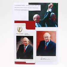 In 1993, de klerk and mandela were jointly awarded the nobel peace prize for their role in. Autograph Fw De Klerk 1936 And Desmond Tutu 1931 South African Statesmen Books Maps Manuscripts Auctionet