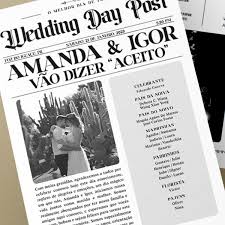 Jornal para Casamento Personalizado | Elo7 Produtos Especiais