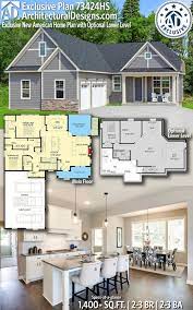Architectural Designs Exclusive Home Plan 73424hs Gives You 2 3 Bedrooms 2 3 Baths And 1 400 Craftsman House Plans House Plans Multigenerational House Plans