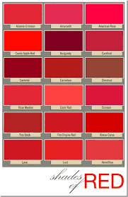 39 particular shades of red color chart with names