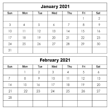 February 2021 calendar with holidays available for print or download. January And February 2021 Calendar Printable Free