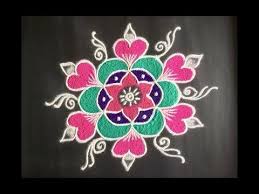Simple Rangoli Design With Beautiful Colours Dots 9x5 For Beginners Easy Rangoli Design Youtu Rangoli Designs Easy Rangoli Designs Rangoli Designs Images