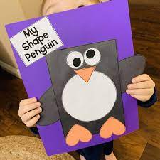 Free Shape Penguin If You Re Learning About Penguins This 2d Shape Penguin Makes For A Penguin Crafts Preschool Preschool Penguin Activities Winter Preschool