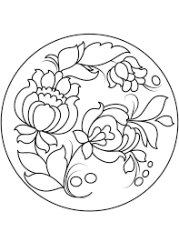 Plate coloring pages for kids online. Petrykivka Painting Plate Coloring Page Free Printable Coloring Pages For Kids