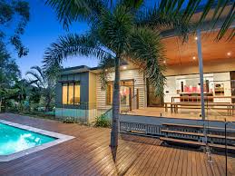 Outdoor Entertainment Area Wooden Deck Above Ground Pool Seventeen Mile Rocks Renova Outdoor Entertaining Area Pool Entertainment Area Pool Entertainment