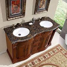D bath vanity in ivory with granite vanity top in champagne with white sink. 55 Inch Small Double Sink Bathroom Vanity With Granite