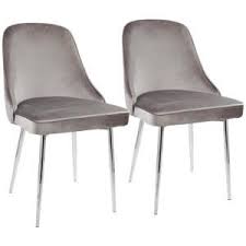 Lumisource Chrome And Silver Marcel Velvet Dining Chair Set Of 2 Dc Marcl Sv2 The H Contemporary Dining Chairs Upholstered Dining Chairs Side Chairs Dining