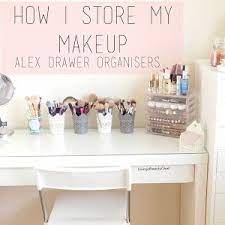 Seelux makeup organiser with 3 drawers clear cosmetic display table storage box case lipsticks brushes holder for bedroom dressing bathroom plastic white 23x17x27cm reusable 4.6 out of 5 stars 85 £19.99 £ 19. Makeup Storage Ideas For Ikea Alex Drawers And Malm Dressing Table Cheap Makeup Storage Makeup Organis Makeup Storage Malm Makeup Storage Malm Dressing Table