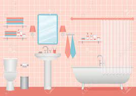 Maybe you would like to learn more about one of these? Bathroom Interior Vector Cartoon Room With Bath Sink And Shelves Royalty Free Cliparts Vectors And Stock Illustration Image 121942040