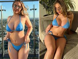 Stella Hudgens Parades Curves In Revealing Blue Bikini