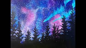 Just using blues and purples, black. Beginners Learn To Paint Acrylic Aurora Borealis Landscape The Art Sherpa The Art Sherpa